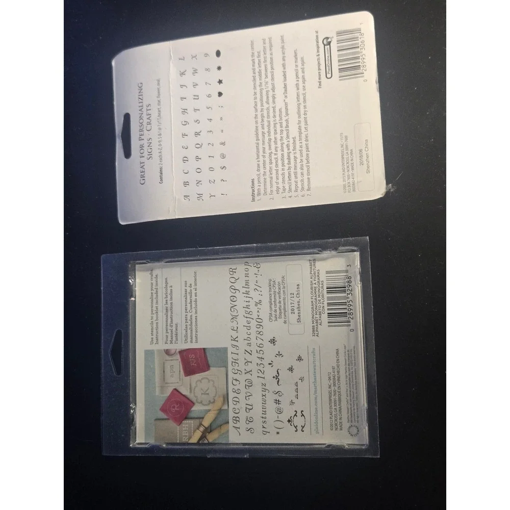 Martha Stewart FolkArt Monogram Letter Stencil Bundle 2pk Blue Green NEW 48pc ea - Picture 8 of 8